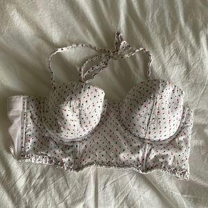 Vintage bustier with sweet floral fabric.